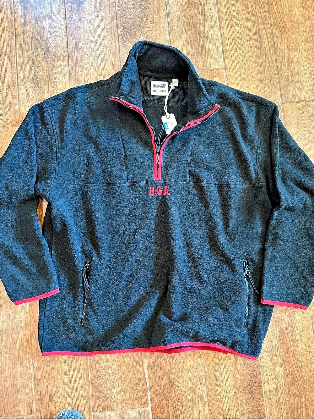 Tailgate UGA bulldogs Men's Black & Red Pullover Fleece XXL NWT